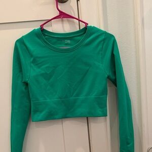 Vibrant Green Long Sleeve Crop Top
